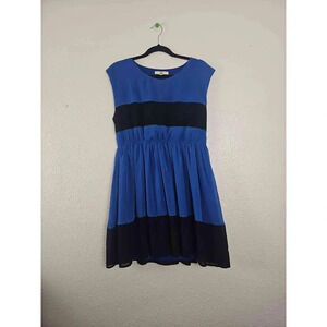 Ya Los Angeles Blue Black Sleeveless Slip-On Colorblock Dress Large